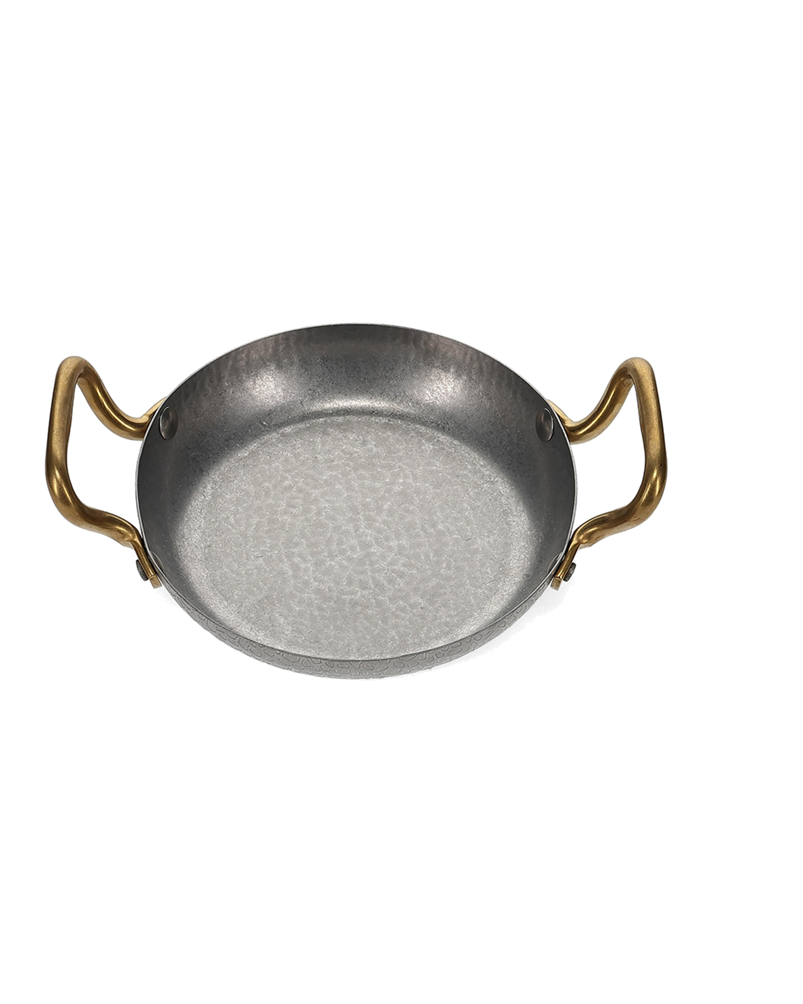 Serve Servierschale aus gehämmertem Edelstahl, mit Goldgriff, gehämmert Antiksilber, Ø 18 cm, H 3,5 cm, Ansicht 2