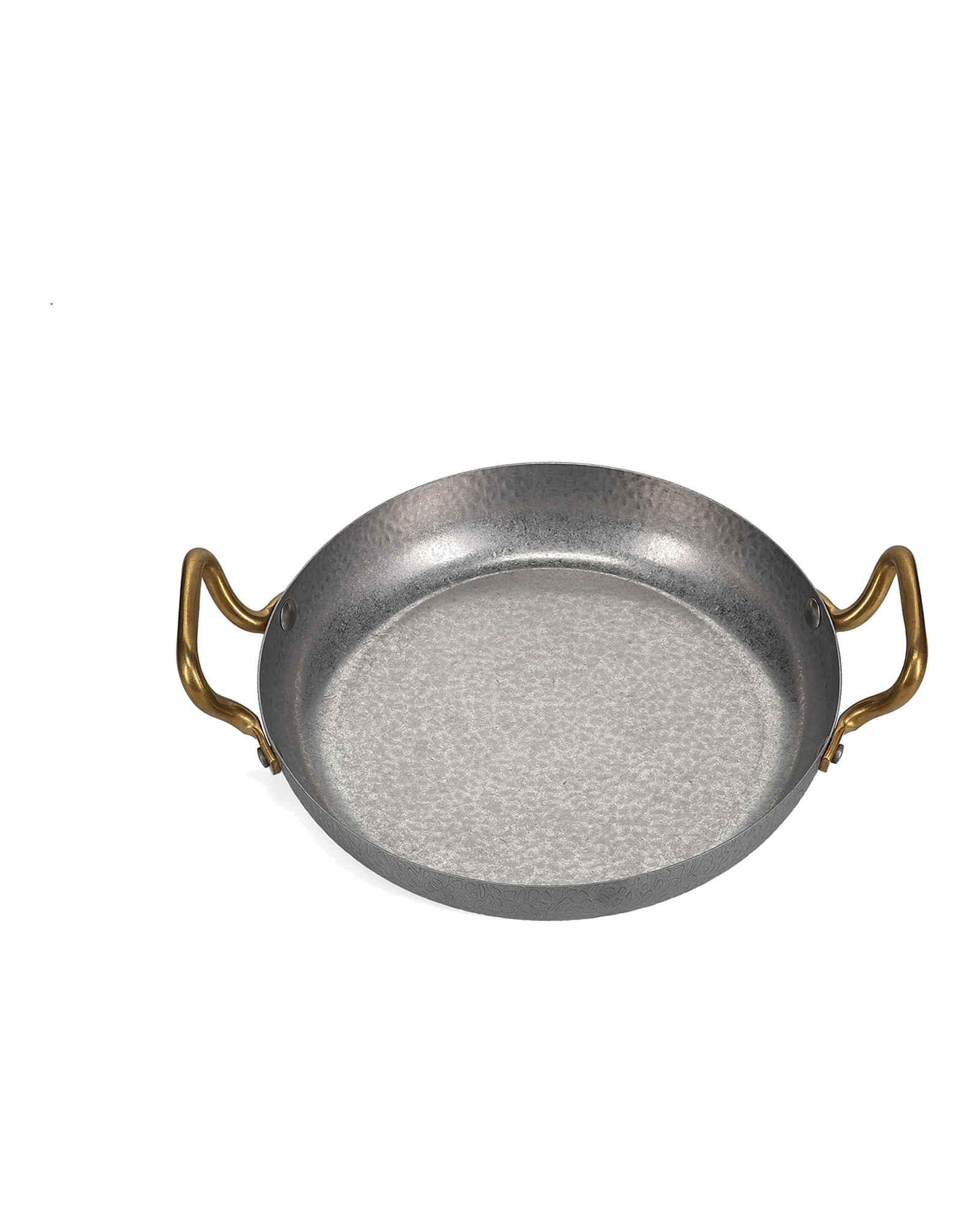 Serve Servierschale aus gehämmertem Edelstahl, mit Goldgriff, gehämmert Antiksilber, Ø 24 cm, H 5 cm, Ansicht 2