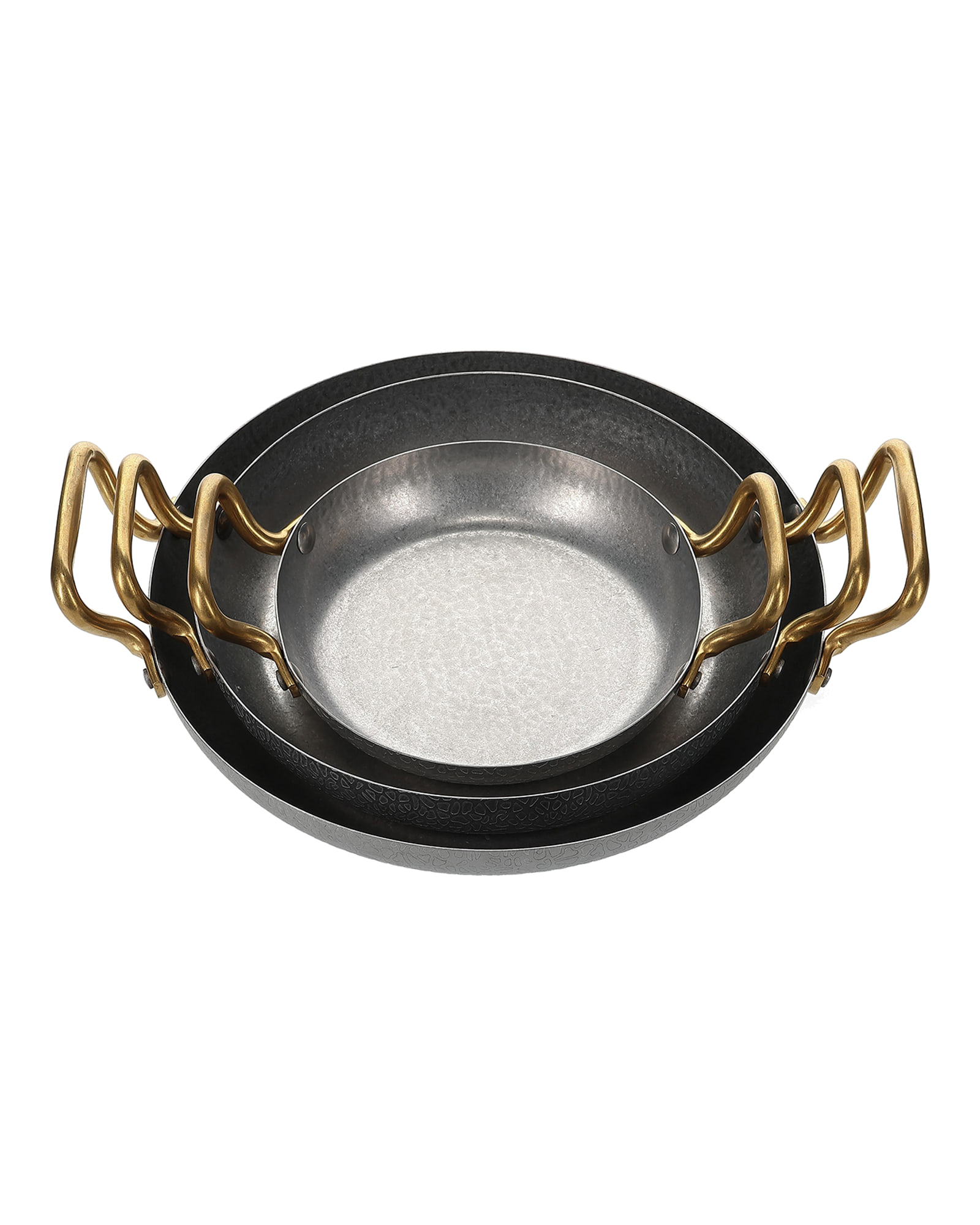 Serve Servierschale aus gehämmertem Edelstahl, mit Goldgriff, gehämmert Antiksilber, Ø 24 cm, H 5 cm, Ansicht 4