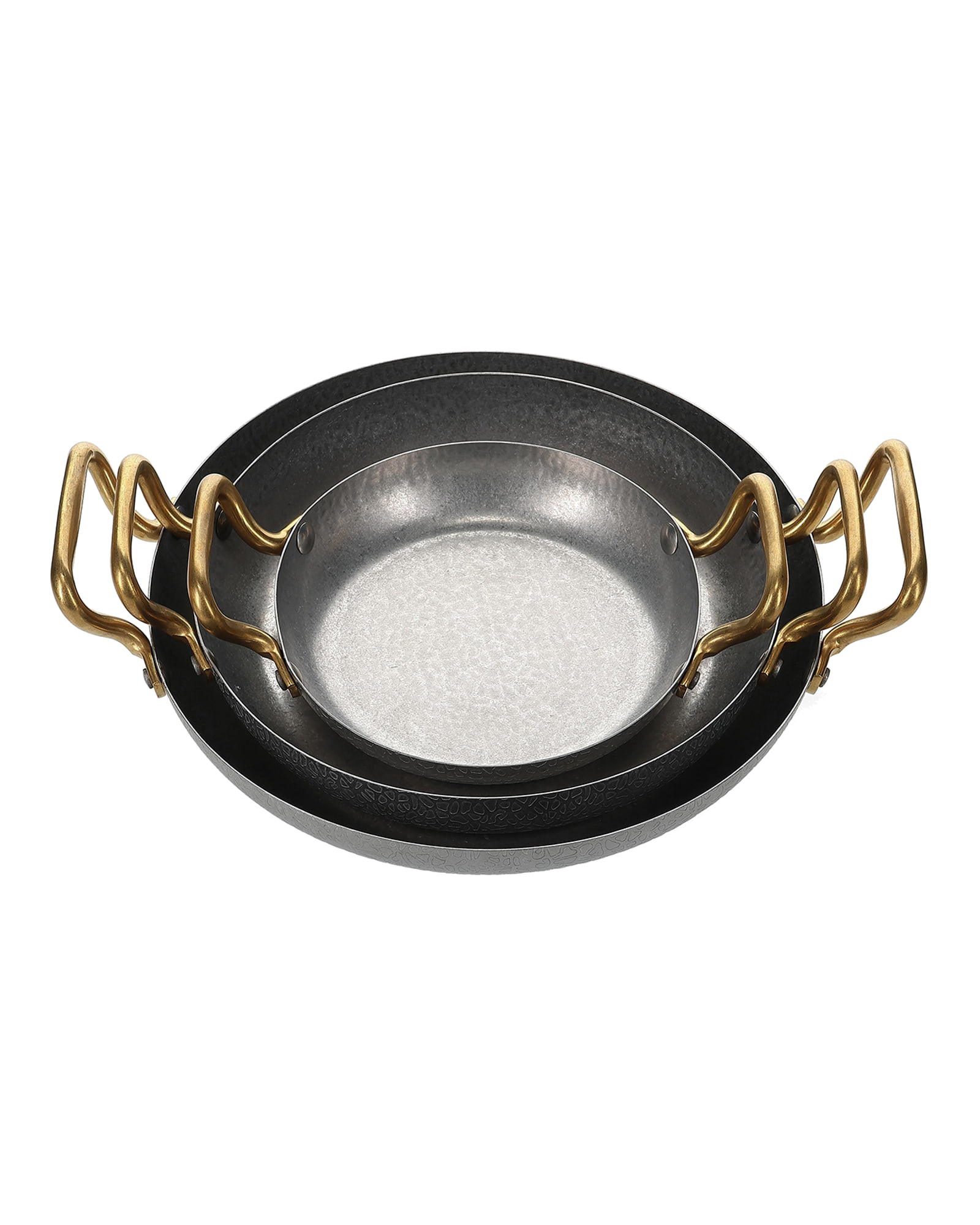 Serve Servierschale aus gehämmertem Edelstahl, mit Goldgriff, gehämmert Antiksilber, Ø 28 cm, H 5 cm, Ansicht 4