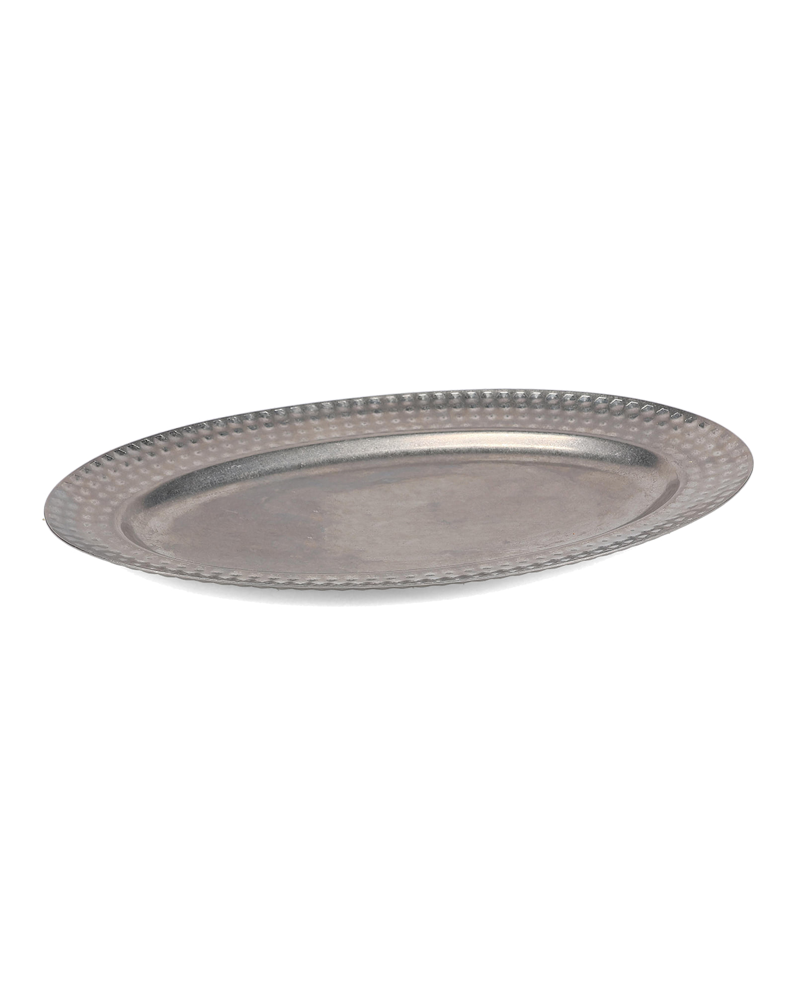 Serve Servierschale aus Edelstahl, mit strukturiertem Rand Antiksilber, 41 × 26,5 cm, Ansicht 2