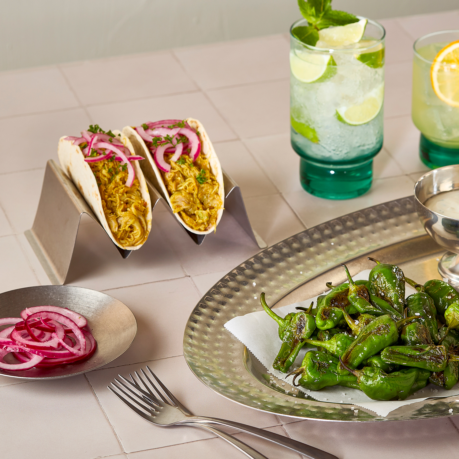 Serve Tacohalter aus Edelstahl, Antiksilber, 19 × 10 cm, H 6 cm, 3 Fächer, Ansicht 5