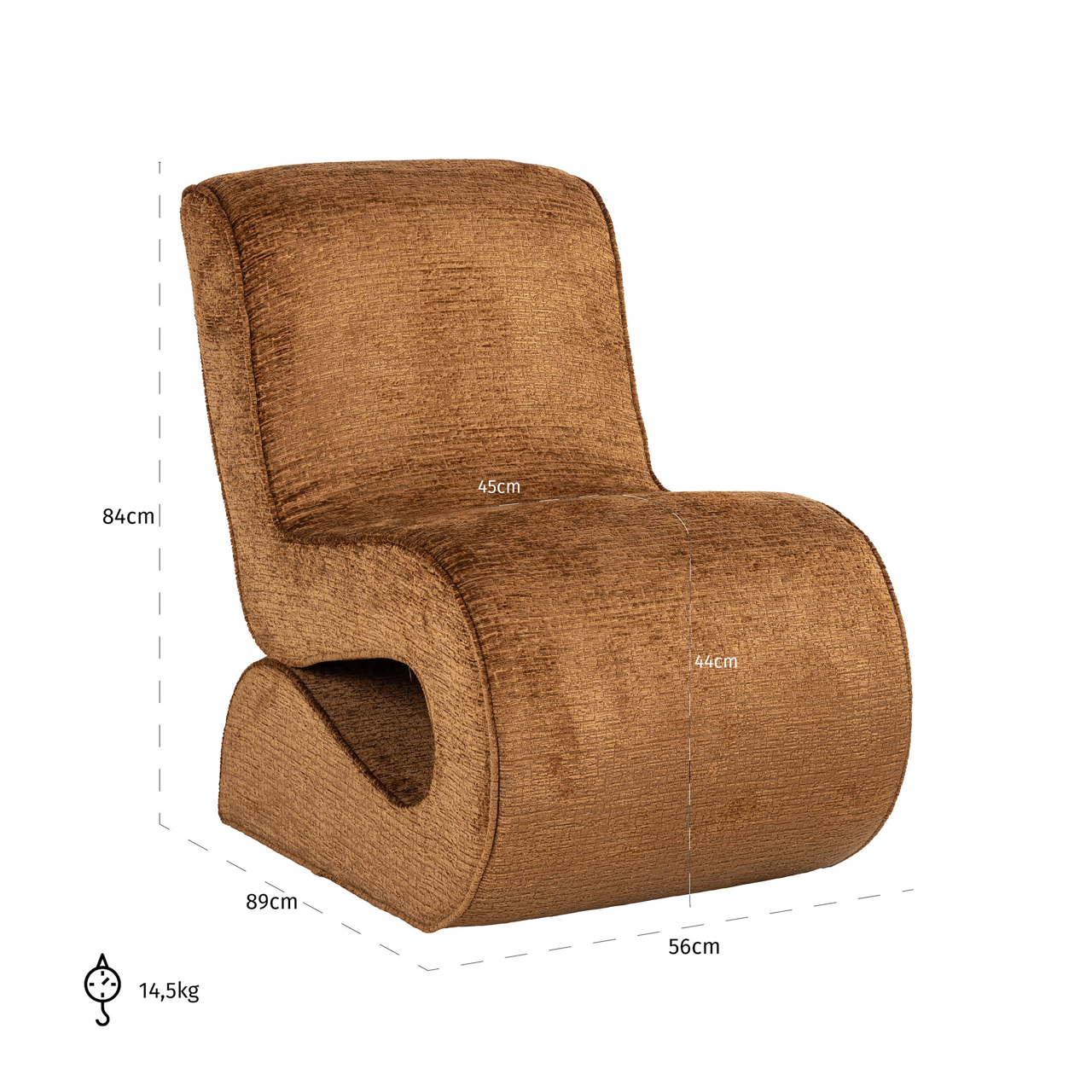 Sessel Frankie, Cognac fusion von Richmond Interiors, Maßzeichnung 12
