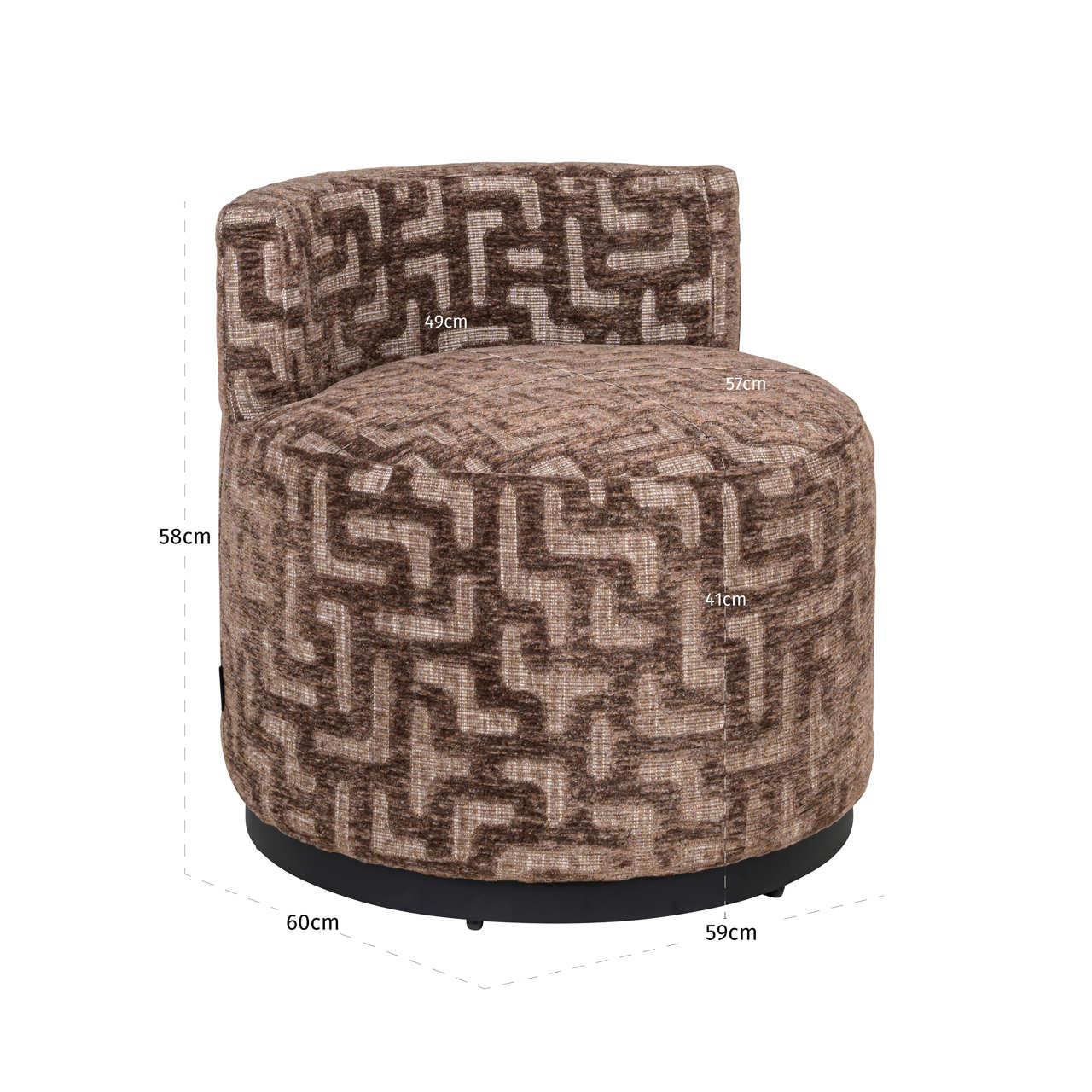 Sessel Franny, Brown labyrinth von Richmond Interiors, Maßzeichnung 9