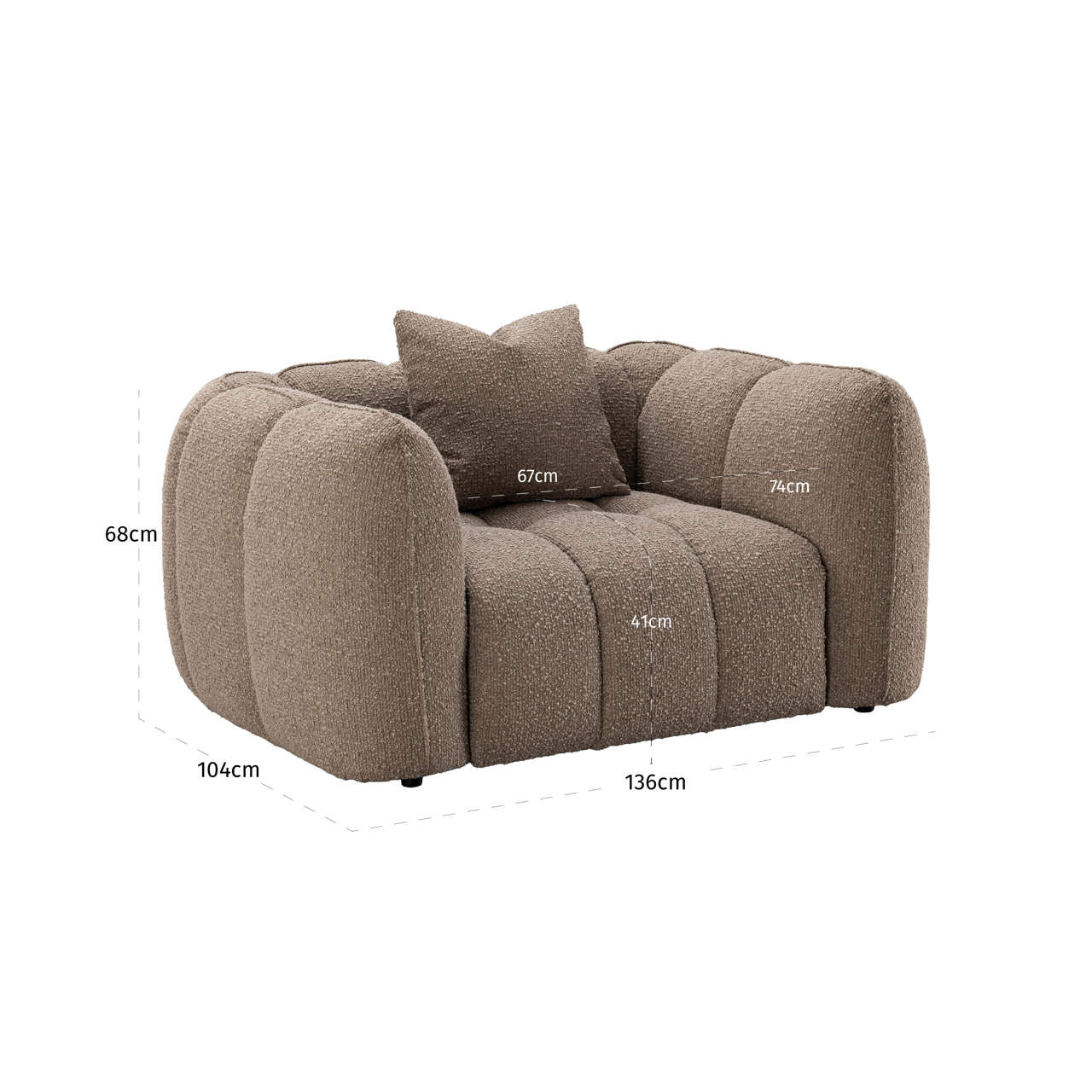 Sessel Hogan, Mocca chunky, feuerhemmend von Richmond Interiors, Maßzeichnung 6