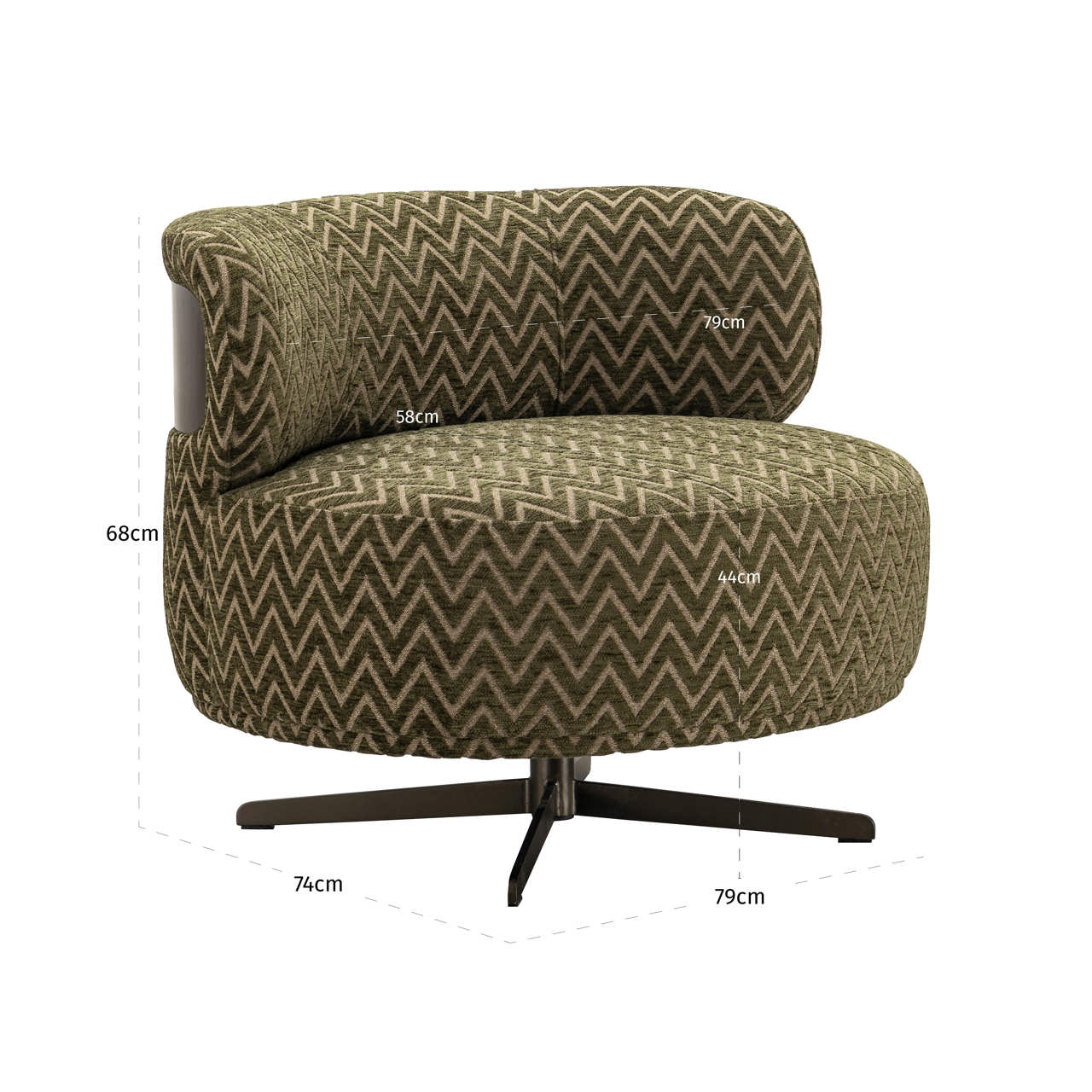 Sessel Lauren, Moss chevron, drehbar von Richmond Interiors, Maßzeichnung 6