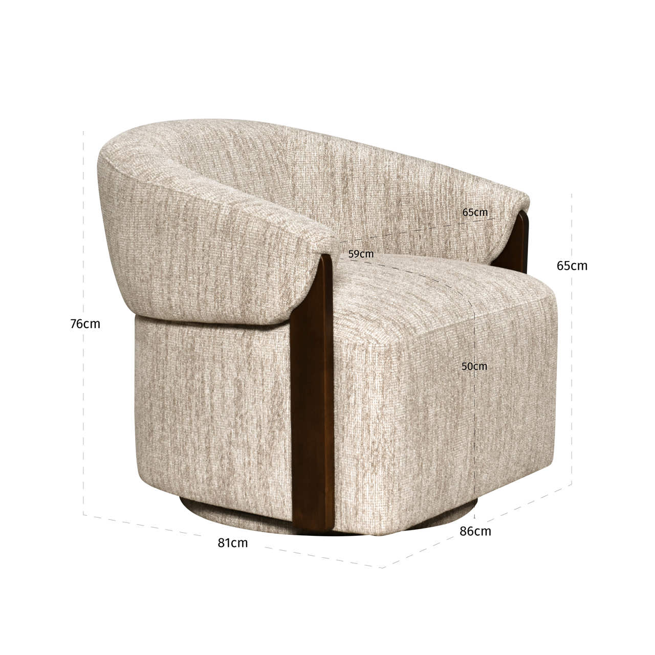 Sessel Marina, Natural softweave von Richmond Interiors, Maßzeichnung 8