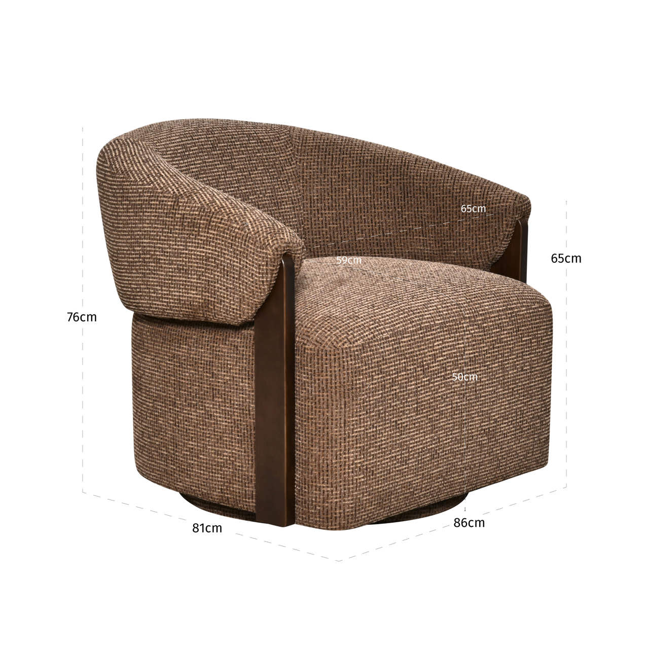 Sessel Marina, Brown blockweave von Richmond Interiors, Maßzeichnung 8