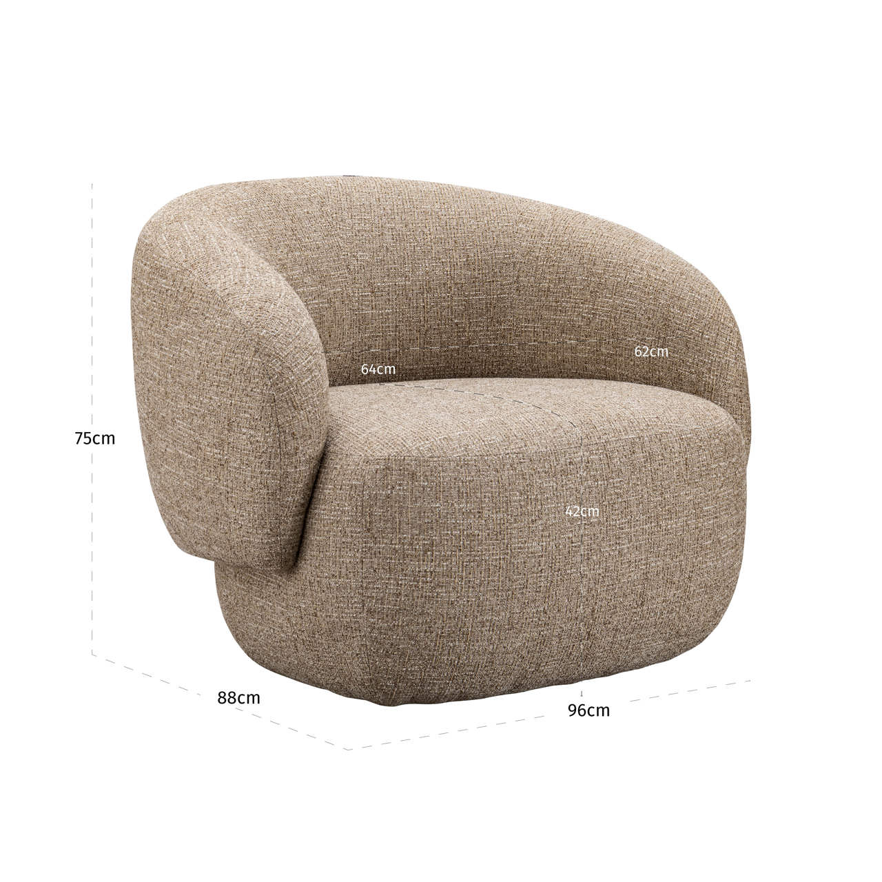 Sessel Milano mit Sand tweed von Richmond Interiors, Maßzeichnung 6