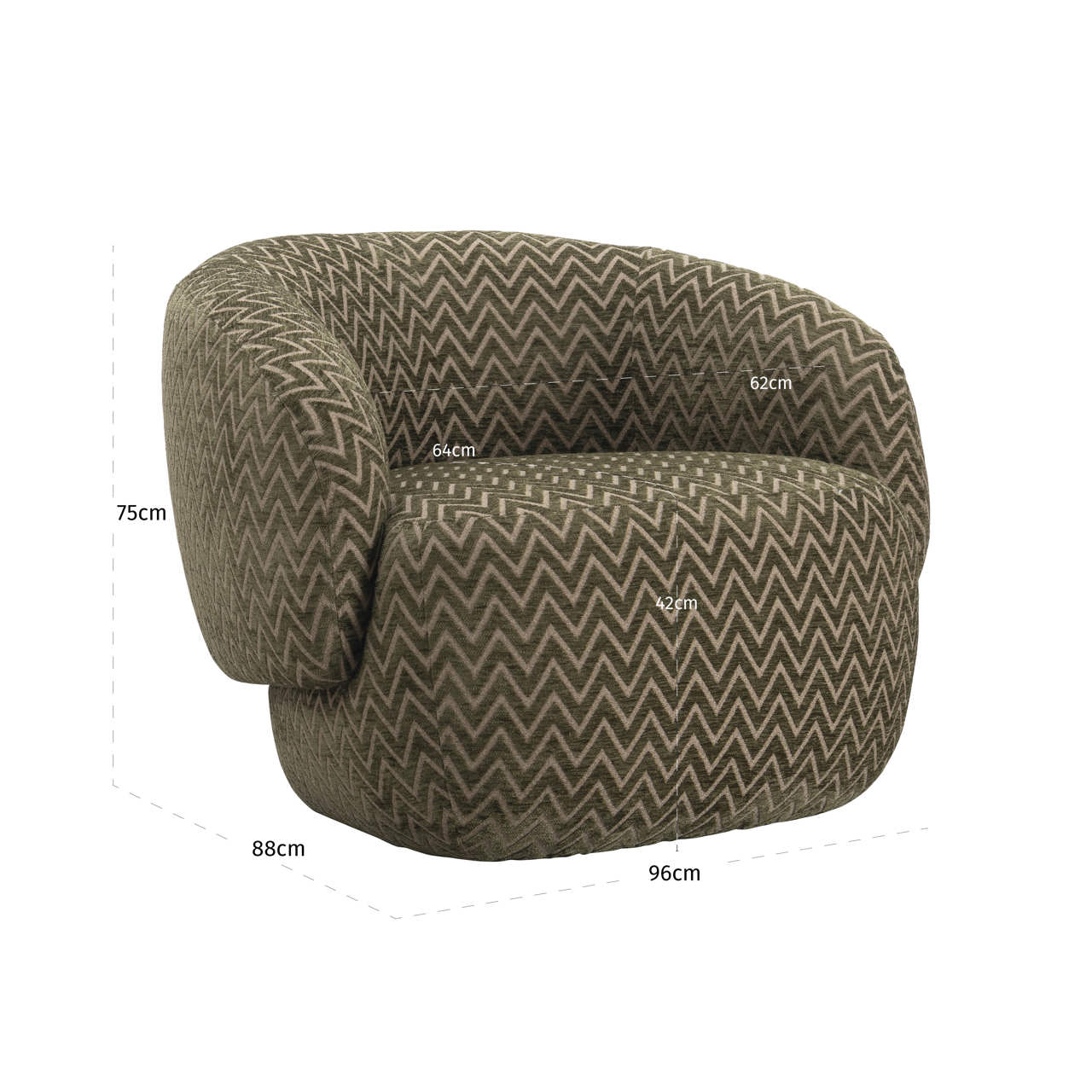 Sessel Milano mit Moss chevron von Richmond Interiors, Maßzeichnung 6