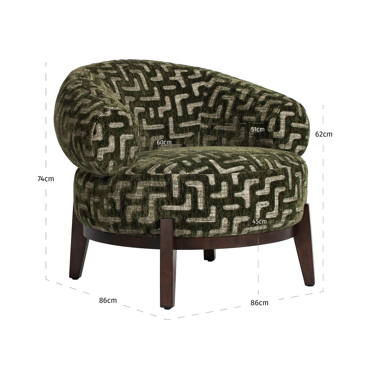 Sessel Montana, Moss Labyrinth von Richmond Interiors, Maßzeichnung 8