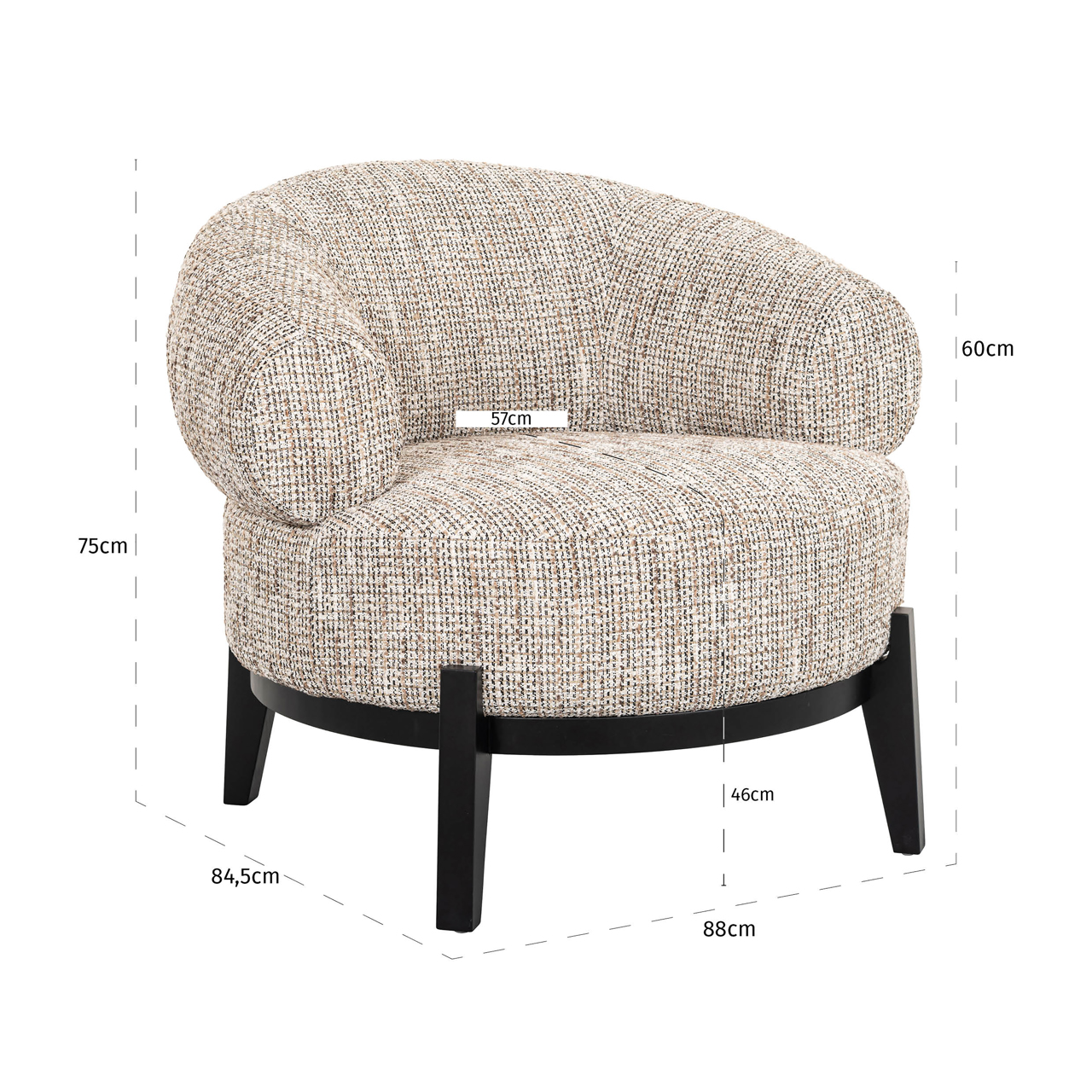 Sessel Montana, Trendy Nature von Richmond Interiors, Maßzeichnung 7