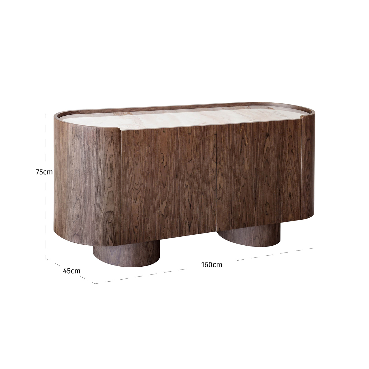 Sideboard Callahan, Braun von Richmond Interiors, Maßzeichnung 6