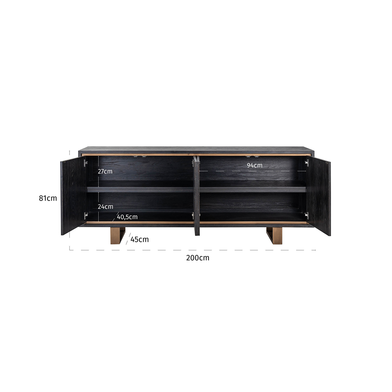 Sideboard Hunter, Black rustic von Richmond Interiors, Maßzeichnung 5