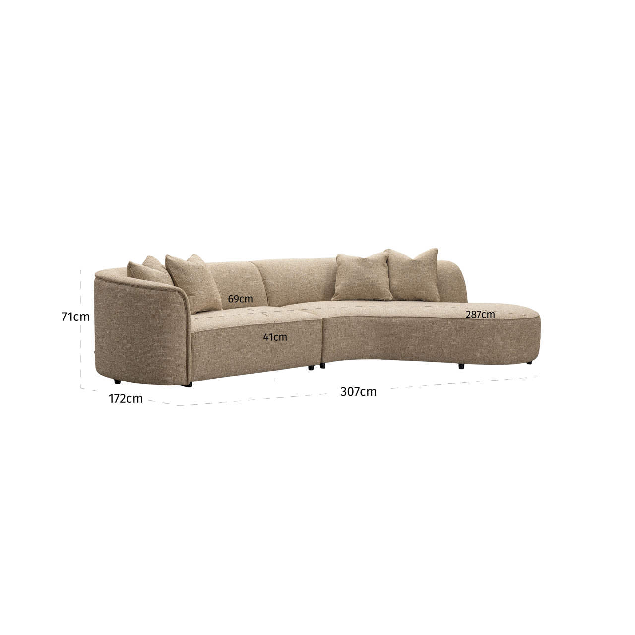 Sofa Romero, Sand tweed, rechts von Richmond Interiors, Maßzeichnung 6
