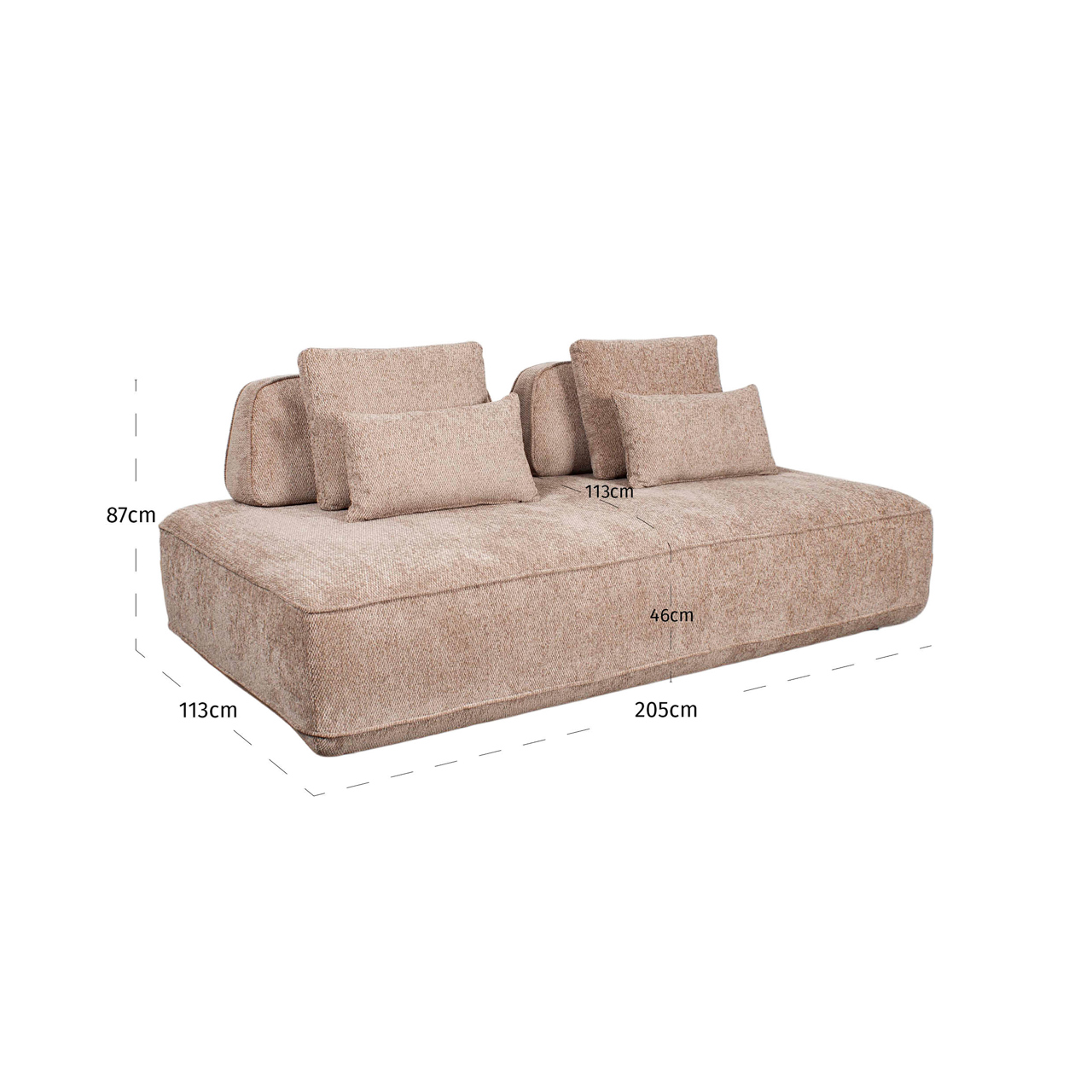 Tudor 2,5-Sitzer in Mocca boldweave von Richmond Interiors, Maßzeichnung 5