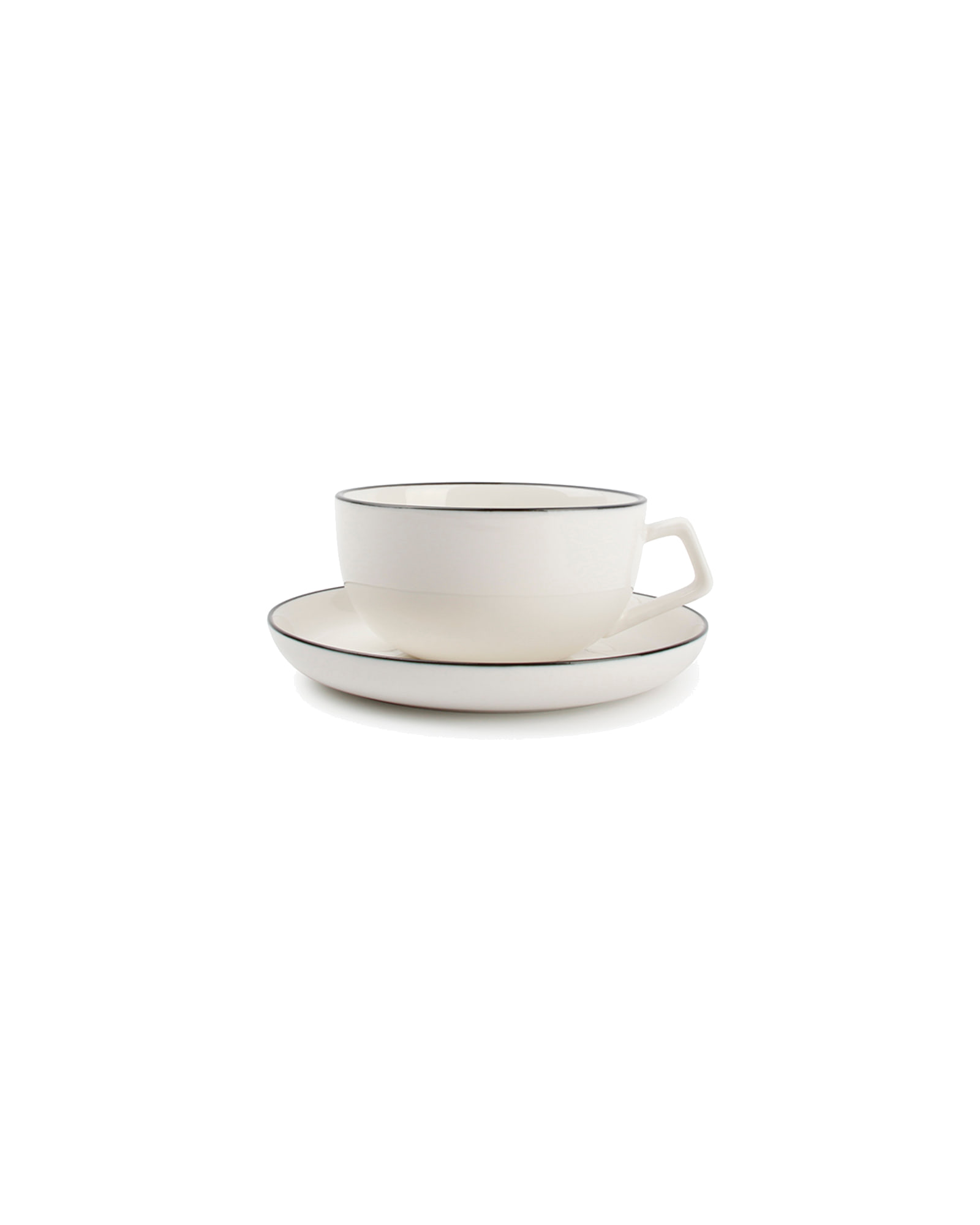 Studio Base Tasse mit Untertasse aus New Bone China, Weiß, 220 ml, Ansicht 1