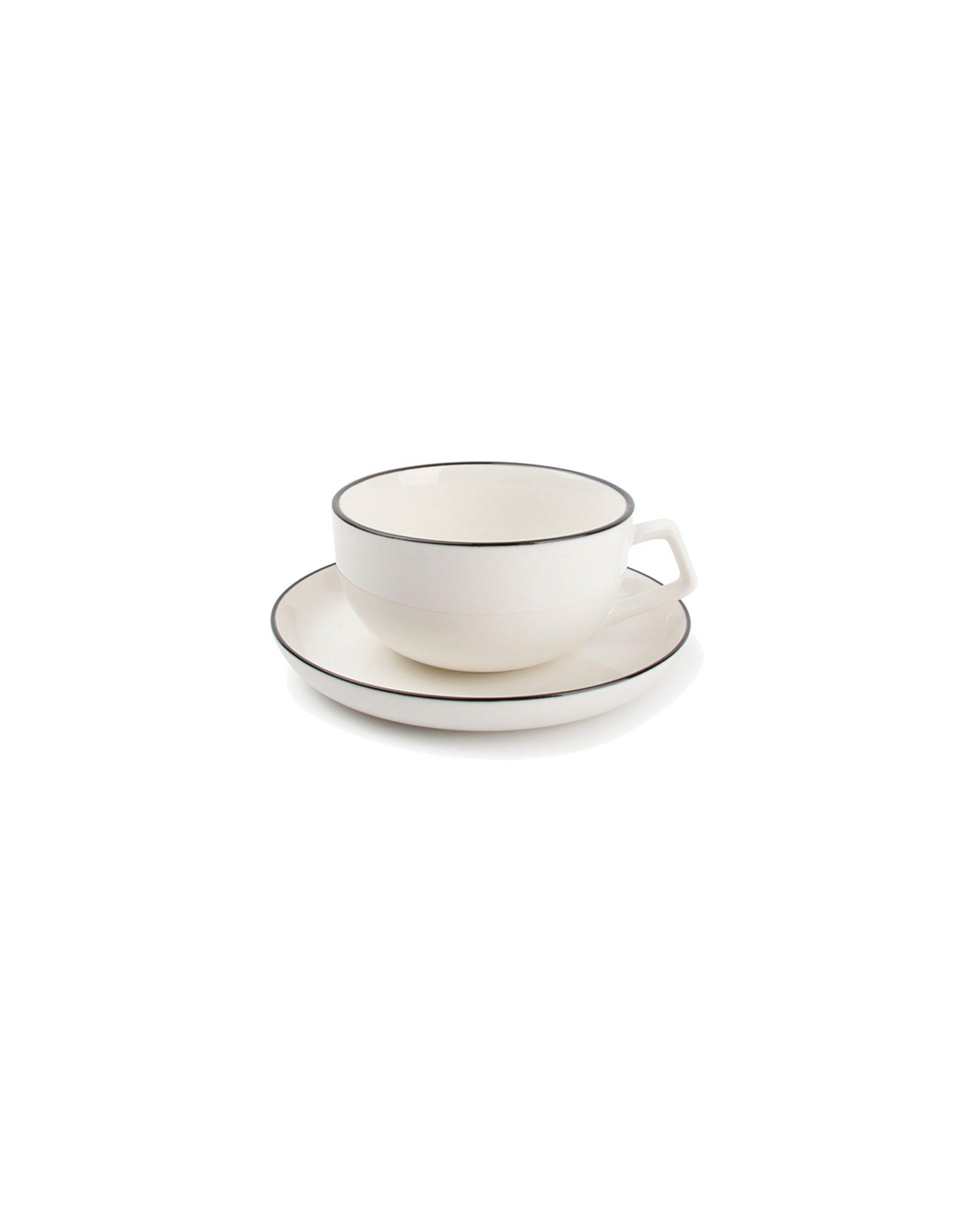 Studio Base Tasse mit Untertasse aus New Bone China, Weiß, 220 ml, Ansicht 2