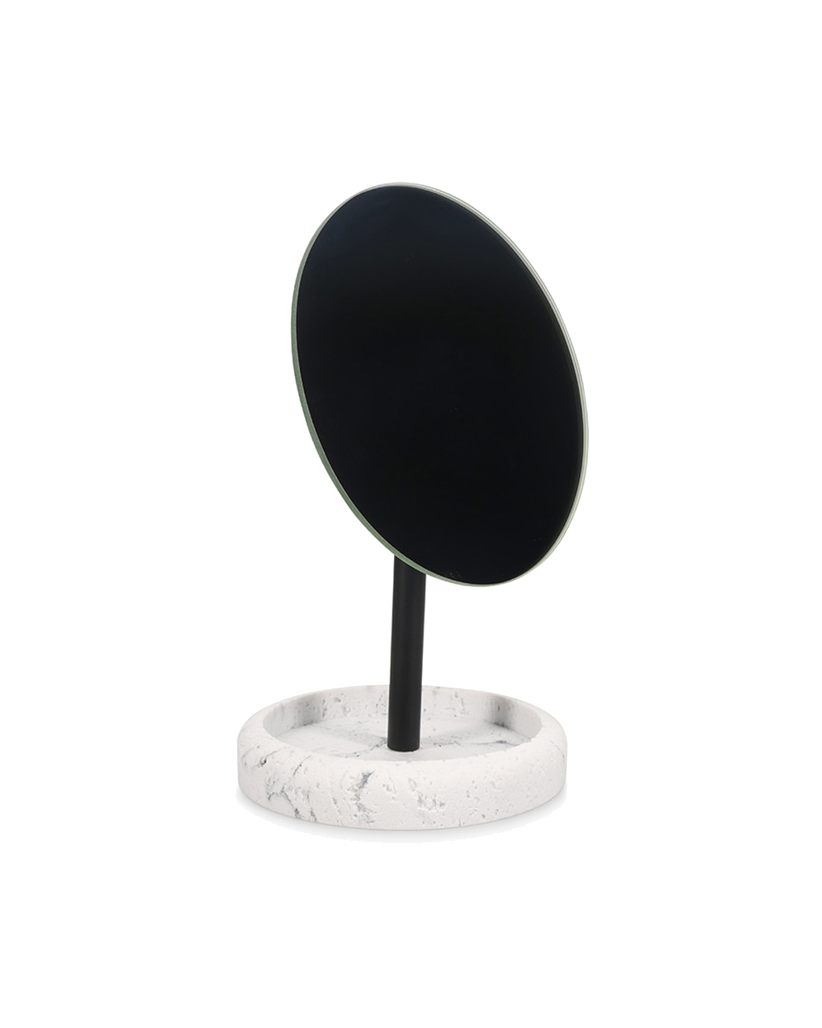 Suds Spiegel mit Ständer, mit Ständer Marmor Weiß, Ø 13 cm, H 23 cm, Ansicht 1