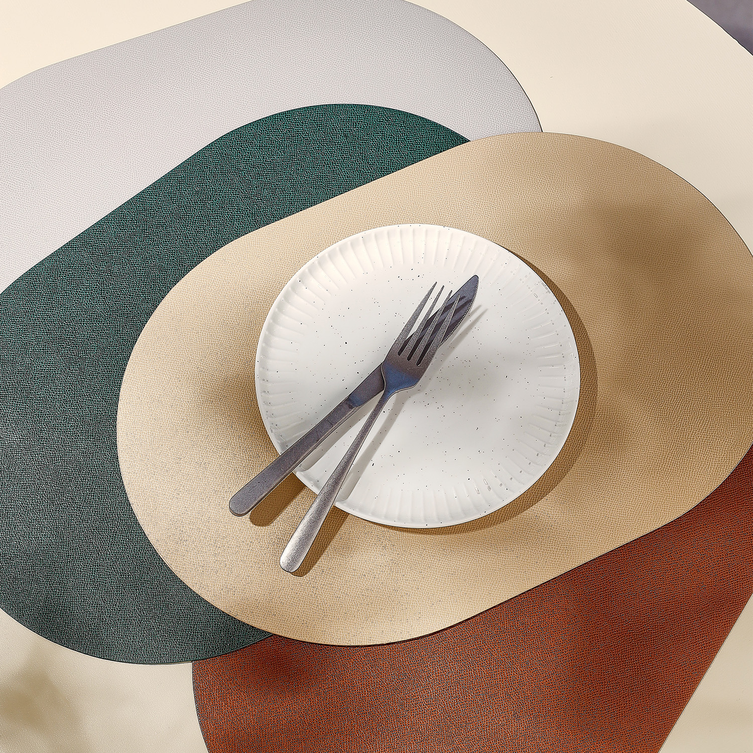 Tabletop Platzset, oval Beige, 45 × 30 cm, Ansicht 3