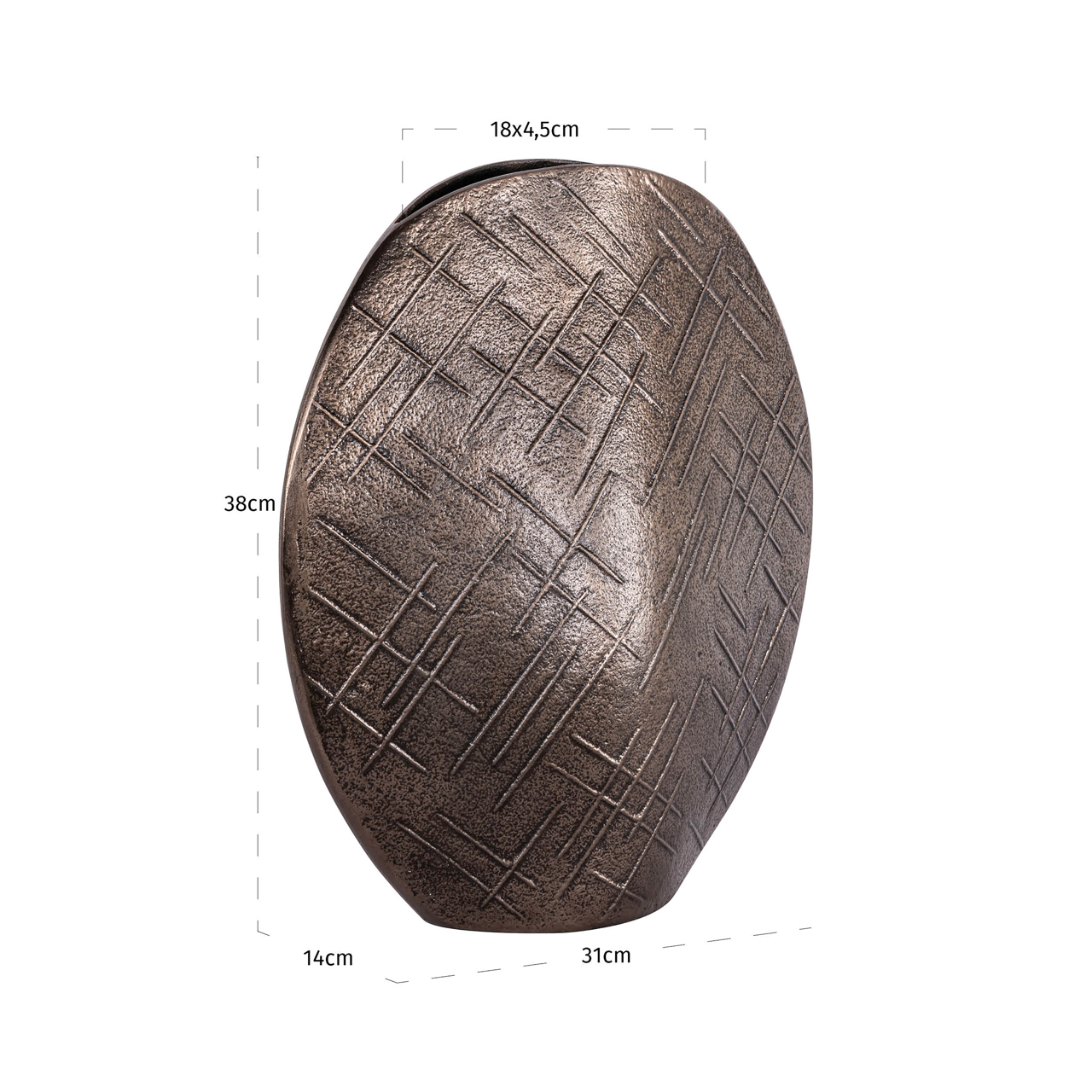Vase Olivra, Bronzefarben, groß von Richmond Interiors, Maßzeichnung 6