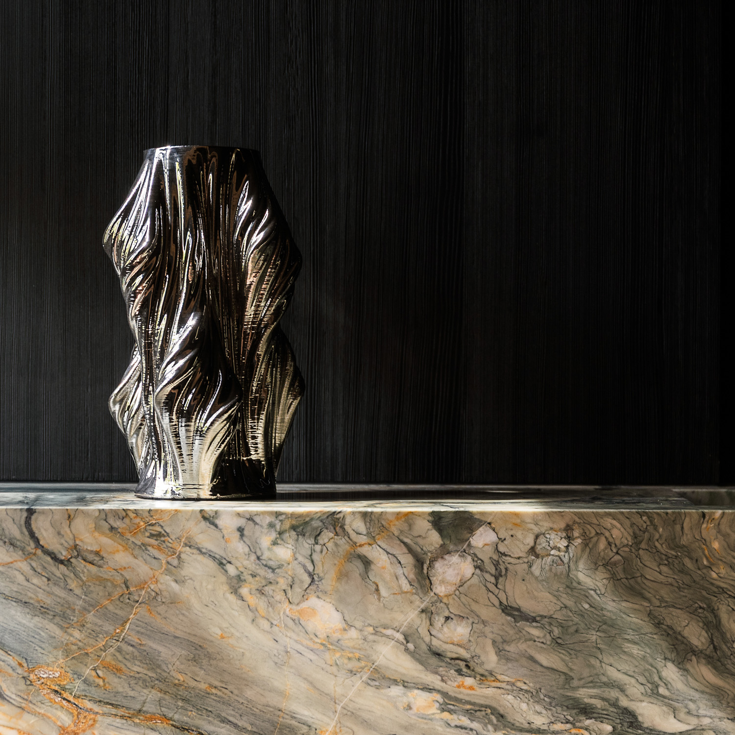 Vea Vase aus Steinzeug, satiniert Silber, 20 × 20 cm, H 28,5 cm, Ansicht 4