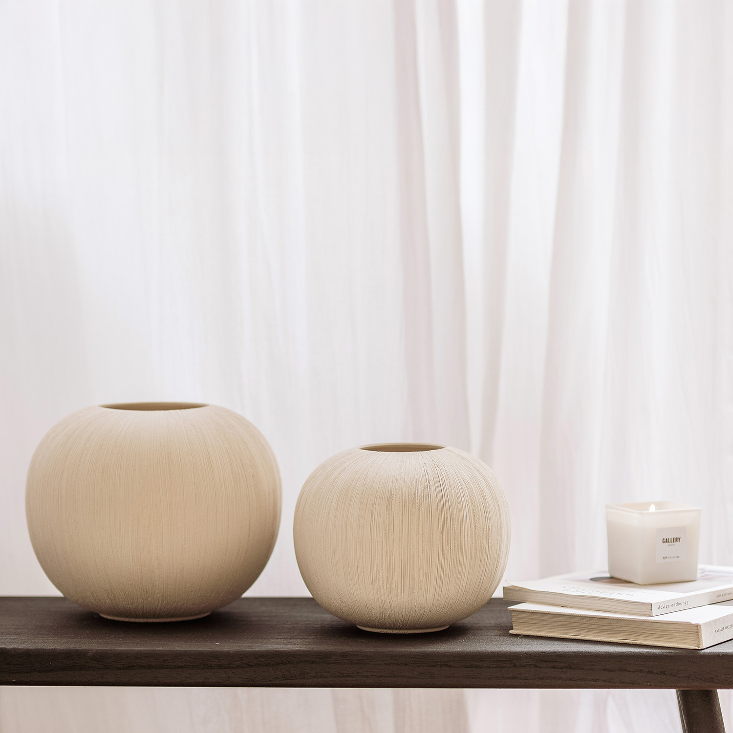 Vico Vase aus Steinzeug, Beige, Ø 23 cm, H 19,5 cm, Ansicht 4