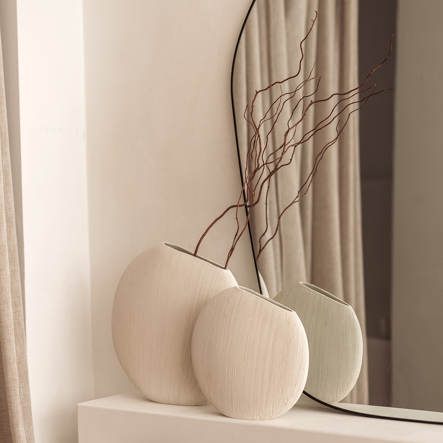 Vico Vase aus Steinzeug, Beige, Ø 30 cm, H 29 cm, Ansicht 4