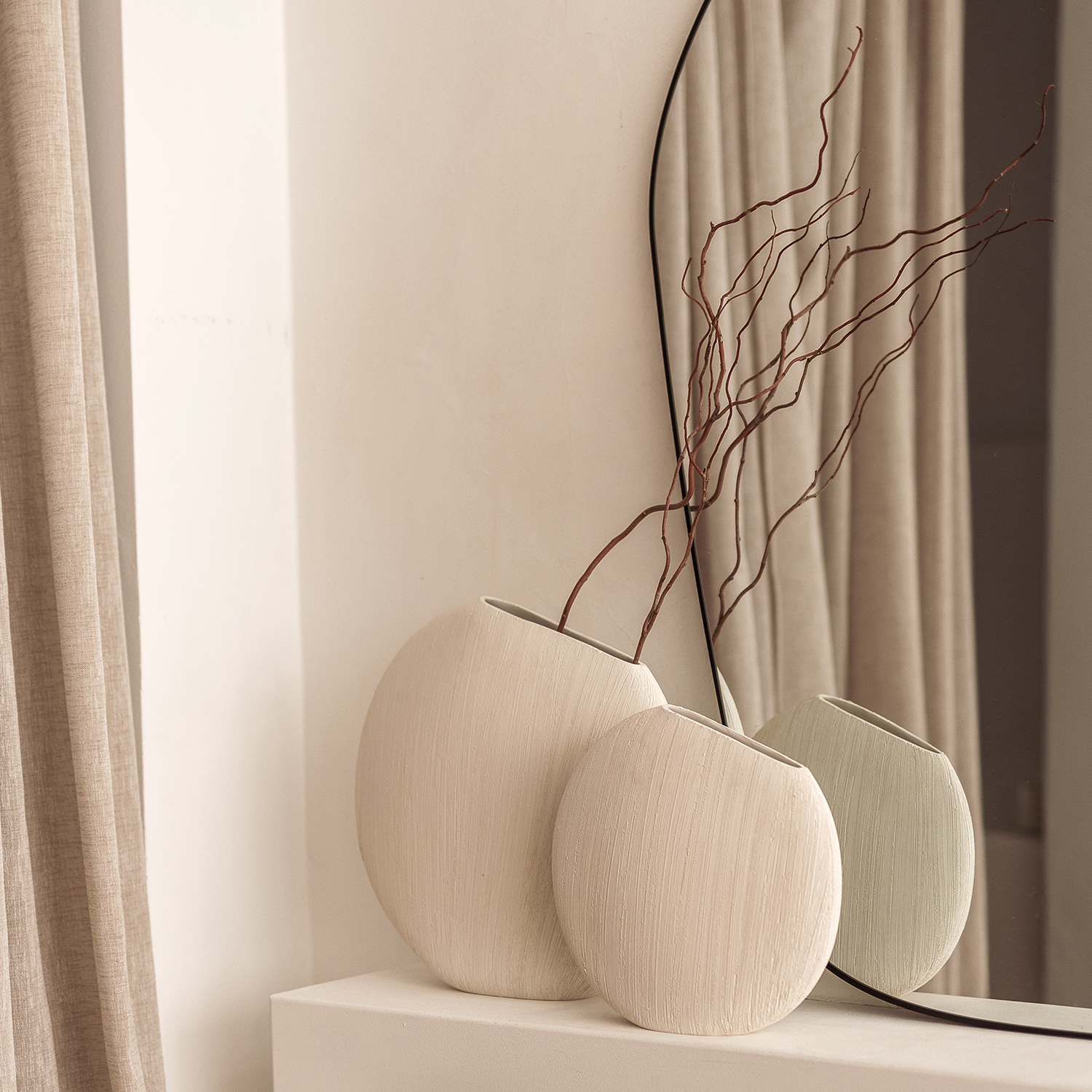 Vico Vase aus Steinzeug, Beige, Ø 40 cm, H 39 cm, Ansicht 4