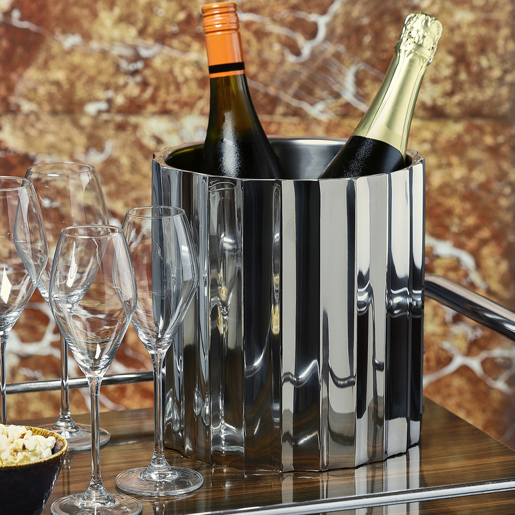 Wave Champagnerkühler aus Edelstahl, doppelwandig, Ø 22 cm, H 23 cm, Ansicht 2