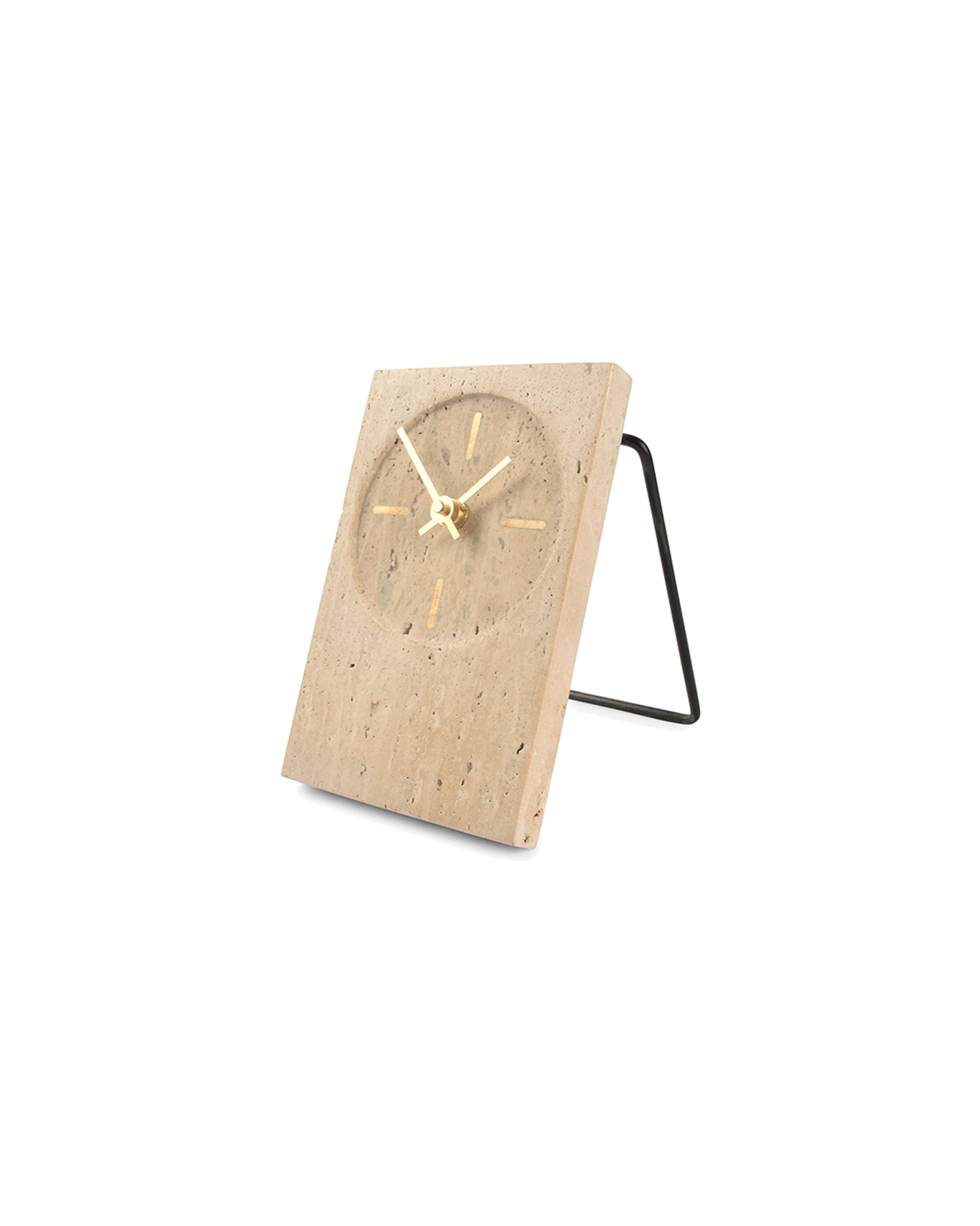 Zone Tischuhr, Travertin Beige, Ø 12 cm, H 18 cm, Ansicht 1