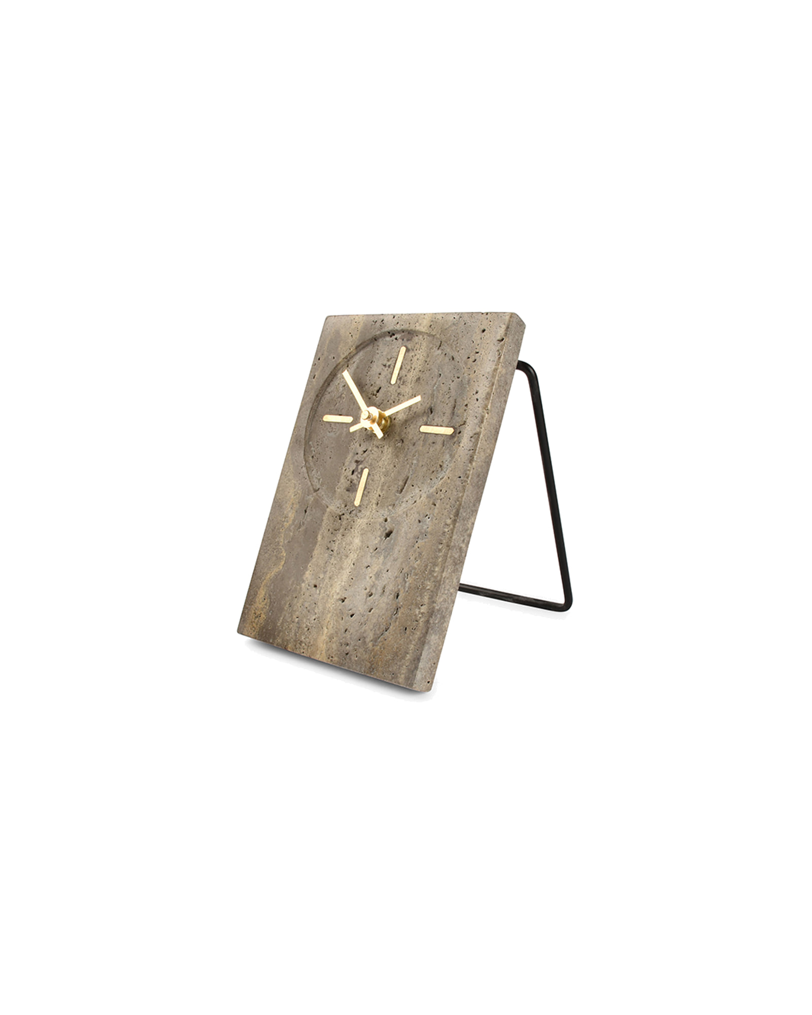 Zone Tischuhr, Travertin Grau, Ø 12 cm, H 18 cm, Ansicht 1