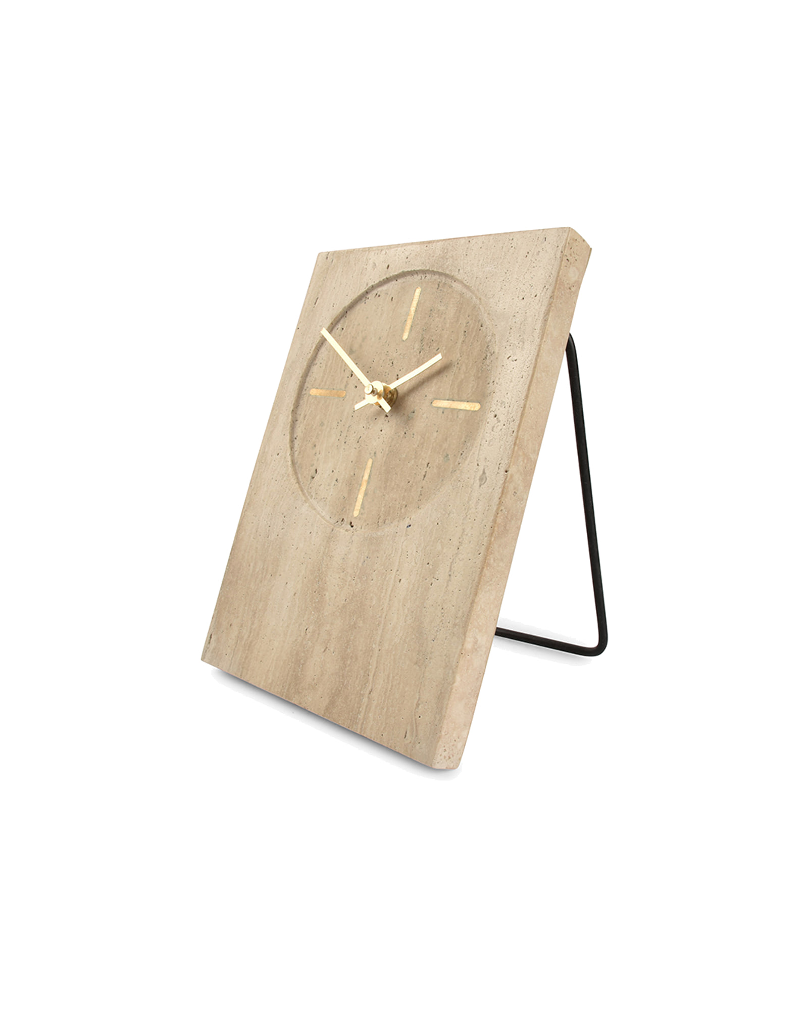Zone Tischuhr, Travertin Beige, Ø 16 cm, H 23,5 cm, Ansicht 1