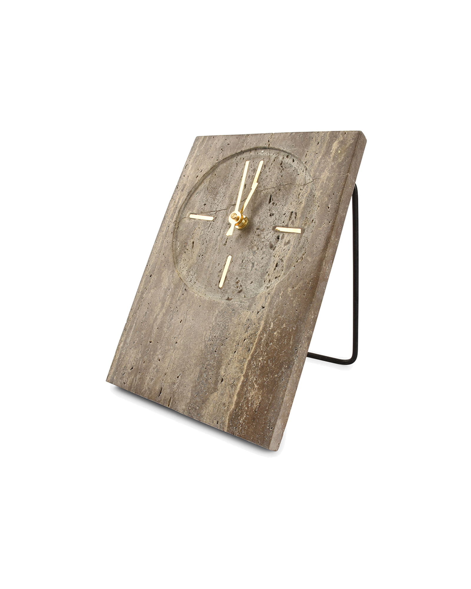 Zone Tischuhr, Travertin Grau, Ø 16 cm, H 23,5 cm, Ansicht 1